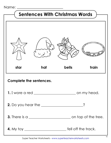 Sentences With Christmas Words Worksheet