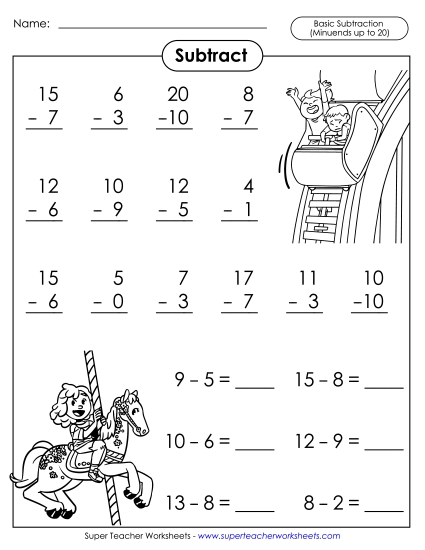 Basic Subtraction Facts: Theme Park 