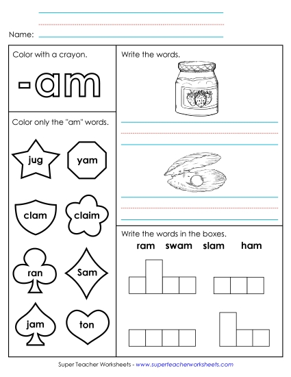 Worksheet 1 (-am Words)