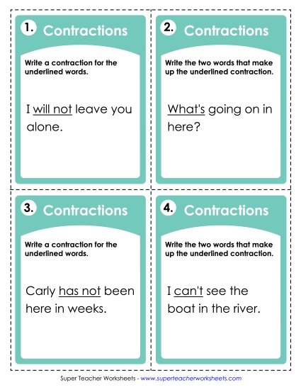 Task Cards: Contractions