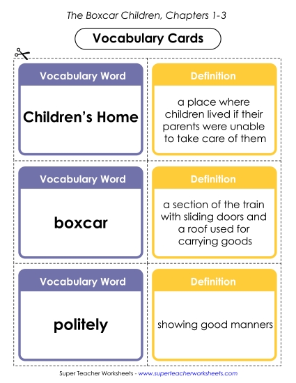 Vocabulary Cards for Chapters 1-3