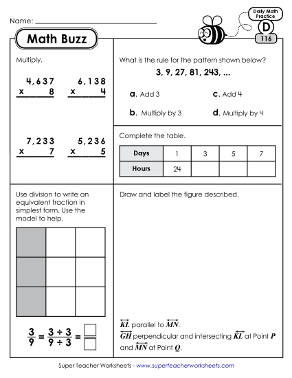 Math Buzz: Week 24<br>Worksheets 116 through 120