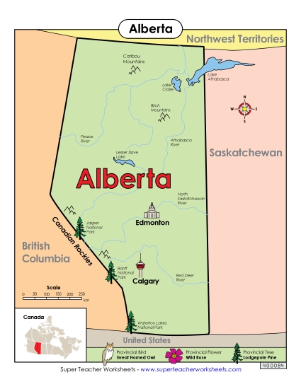 Alberta Map (Full Colour)