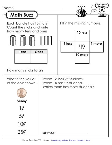 Math Buzz: Week 27<br>Worksheets 131 through 135