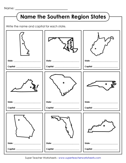 Name the States: Southern Region