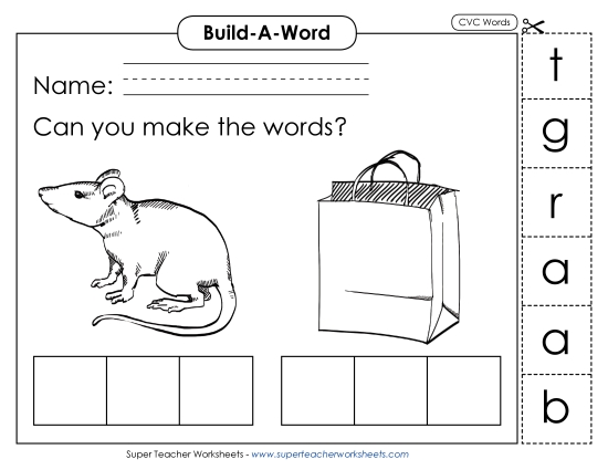 Build Words: Rat and Bag