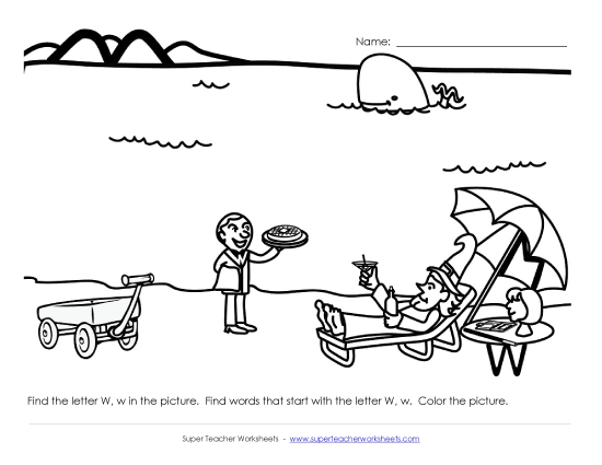 Alphabet Coloring Page - Letter W