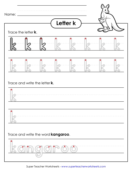 Lowercase k (Outlined Letters)