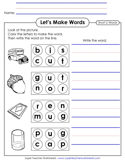 Let\'s Make Words 2 (Word Circles)<br>Short U