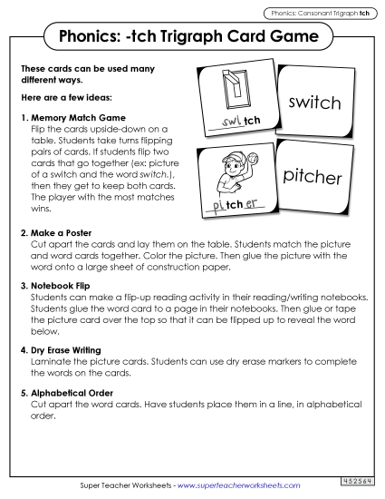 Phonics Card Game (-tch Trigraph)