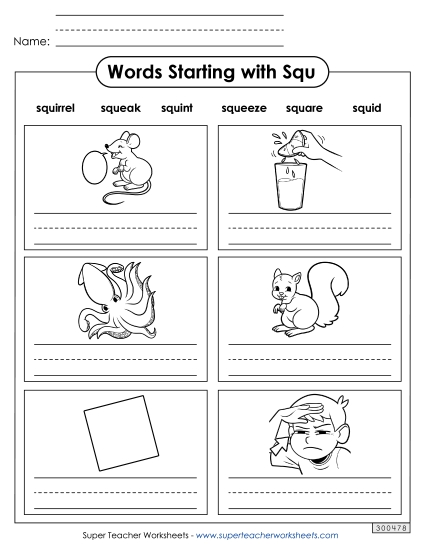 Writing Words That Start with Squ-