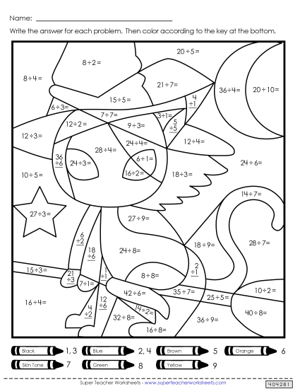 Double Mystery Picture (Division) Halloween Worksheet