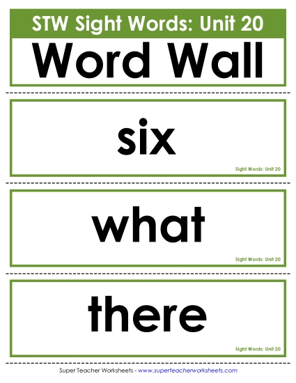 Pocket Chart or <br>Word Wall (Unit 20)