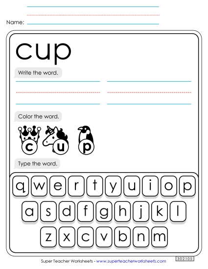 Write, Color, Type: Cup