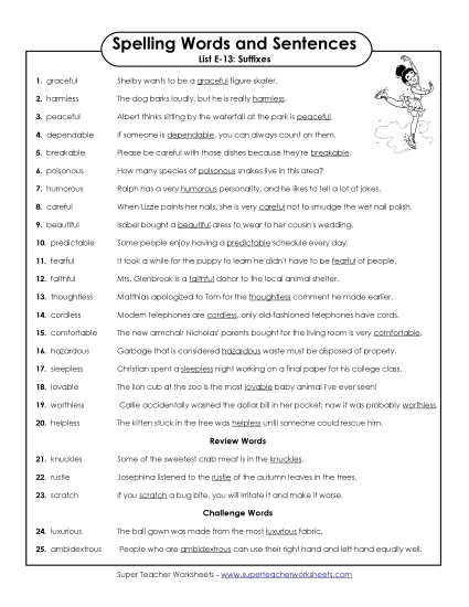 Spelling Sentences for Teacher (E-13)