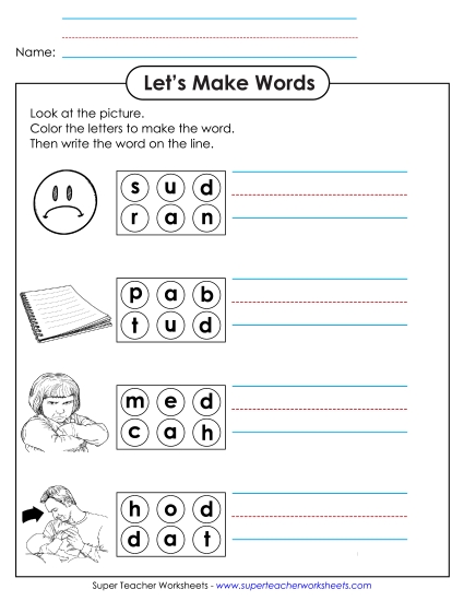 Color the Letters & Write (-ad)