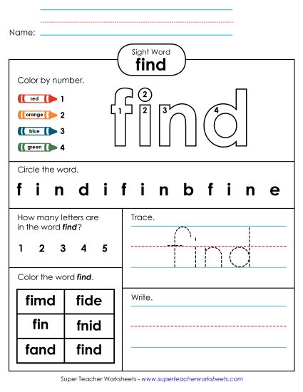 Worksheet 4: Find