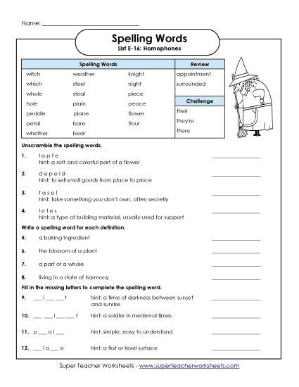 Questions Worksheet (E-16)