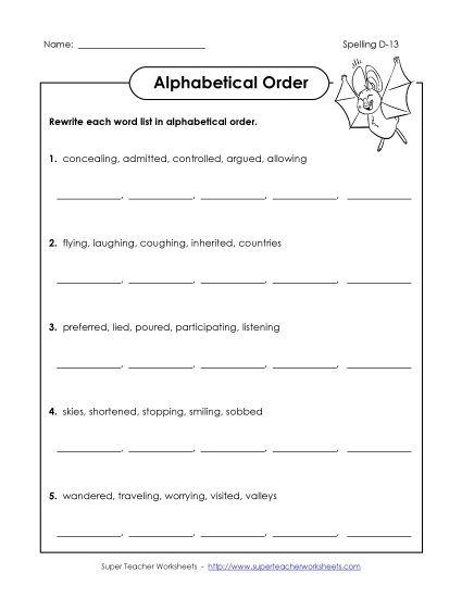 Alphabetical Order (D-13)