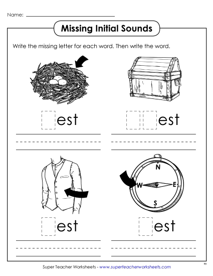 Missing Initial Sounds (-est)