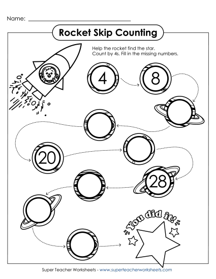 Skip Counting Rocket (By 4s)