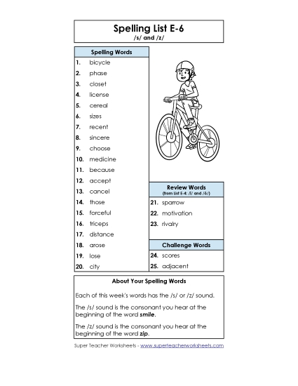 Spelling Word List (E-6)