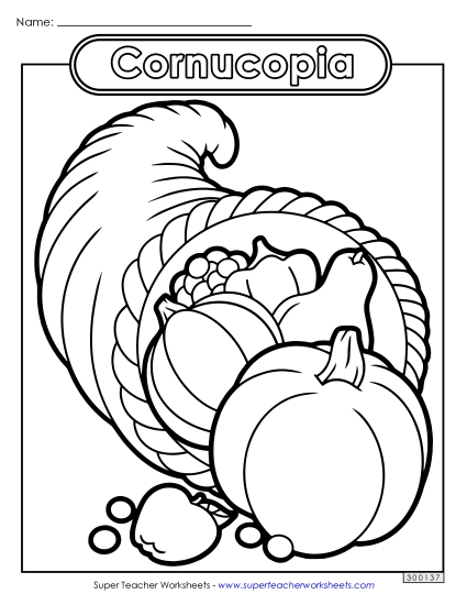 Coloring Page: Cornucopia Coloring Pages Worksheet