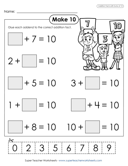 Cut-and-Glue Addends: Making 10