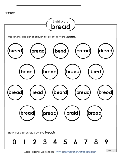 Dab or Color: Bread
