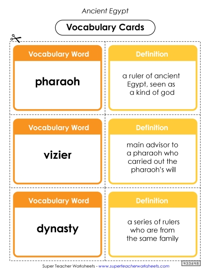 Ancient Egypt Vocabulary Cards