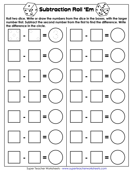 Subtraction Dice Game (1 Player)