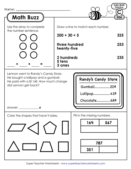 Math Buzz: Week 8<br>Worksheets 36 through 40