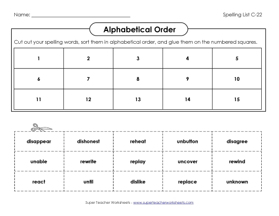 ABC Order: Cut and Glue (C-22)