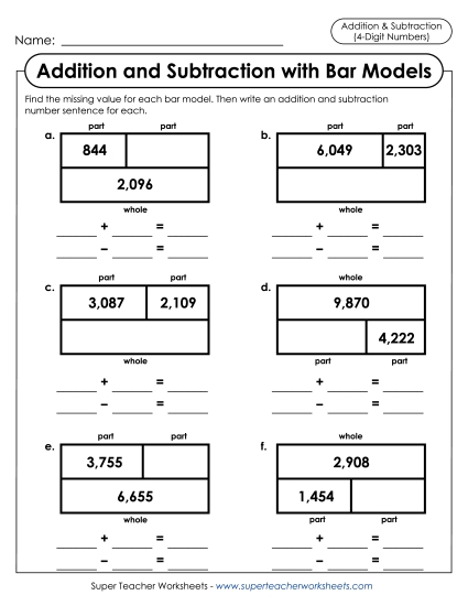 Addition Bar Models<br>(Tape Diagrams)