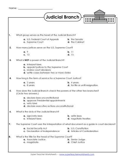 Judicial Branch Questions