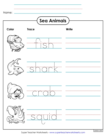 Trace and Write: Sea Animals