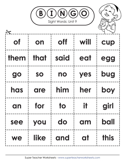 Sight Word Bingo (Unit 9)