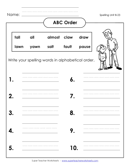 ABC Order: Write List (B-23)