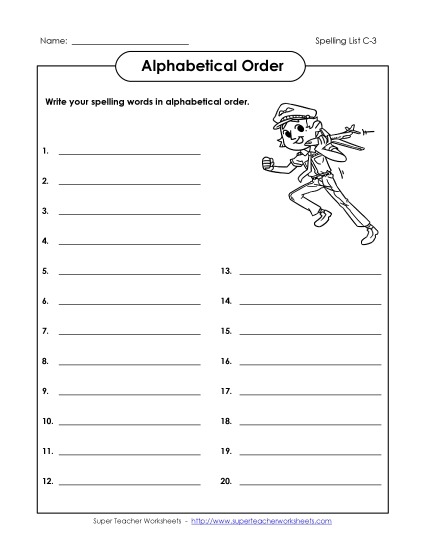 ABC Order: Write List (C-3) 