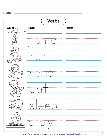 Trace and Write (Action Verbs)