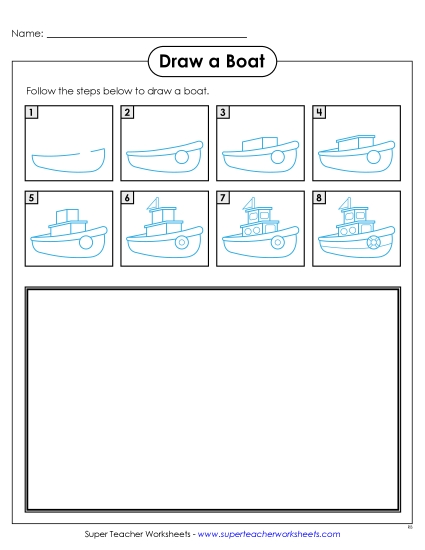 Draw a Boat Learning To Draw Worksheet