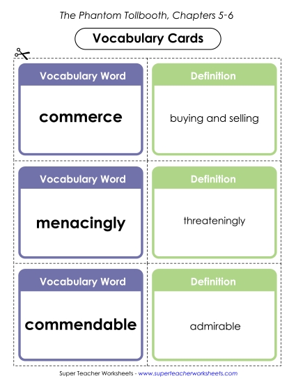 Vocabulary Cards for Chapters 5-6
