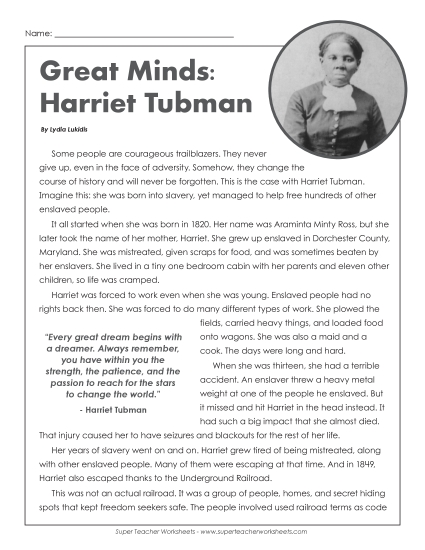 Great Minds: Harriet Tubman