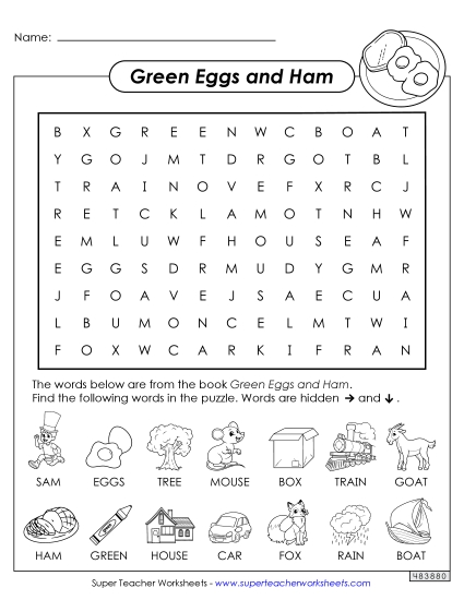Green Eggs Word Search