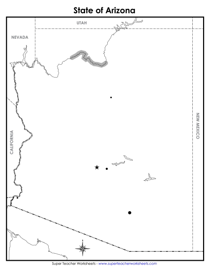 Blank Arizona Map with City Dots