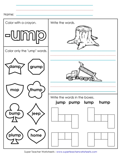 Worksheet 1 (-ump Words)