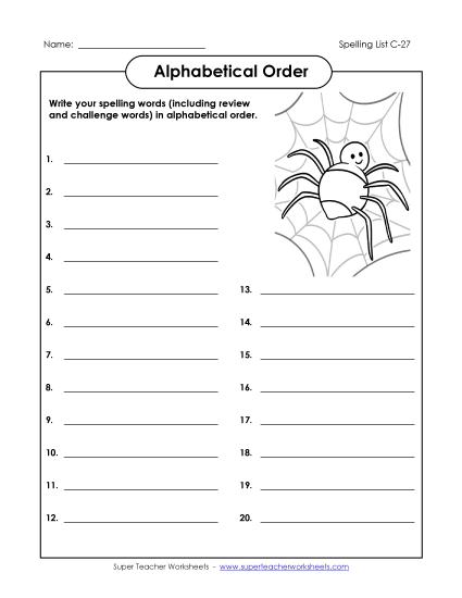 ABC Order: Write List (C-27)