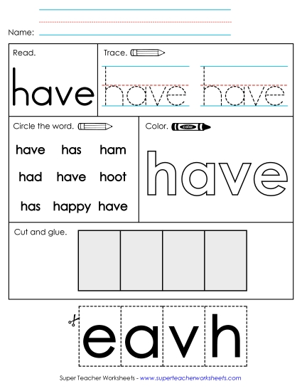 Worksheet 2: Have