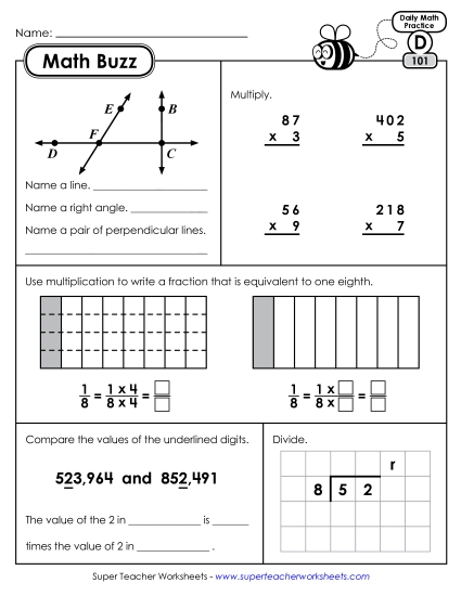 Math Buzz: Week 21<br>Worksheets 101 through 105
