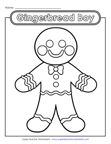 Gingerbread Boy Christmas Worksheet